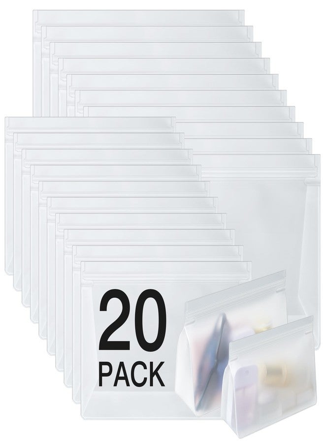 ForraFun 20 Pack Clear Travel Toiletry Bags for Toiletries PEVA Material BPA Free Leakproof Travel Makeup Cosmetic Bag Approved Quart Size Zipper Bags for Women Men 10 Large 10 Medium - Image 1