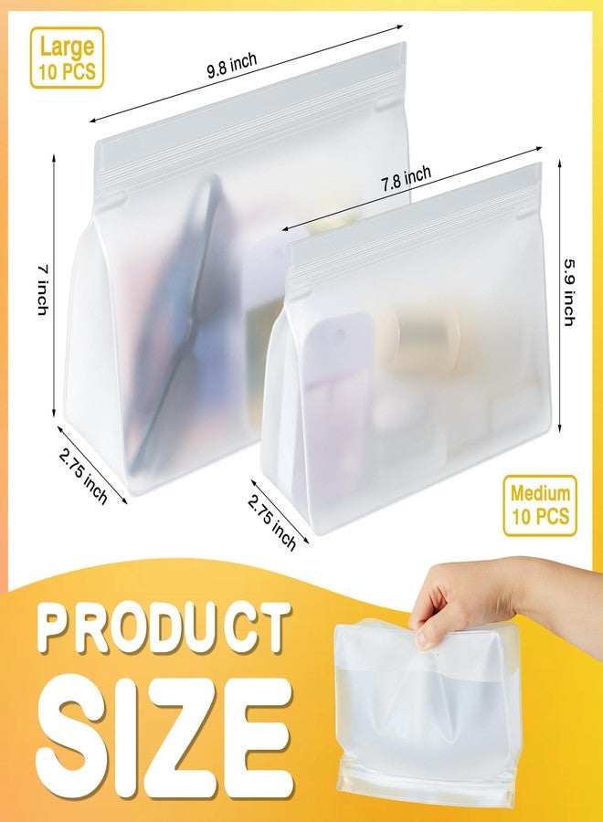 ForraFun 20 Pack Clear Travel Toiletry Bags for Toiletries PEVA Material BPA Free Leakproof Travel Makeup Cosmetic Bag Approved Quart Size Zipper Bags for Women Men 10 Large 10 Medium - Image 2