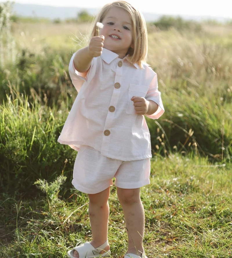 Ohlala Koala Orange Men's Collar Shirt and Shorts Set