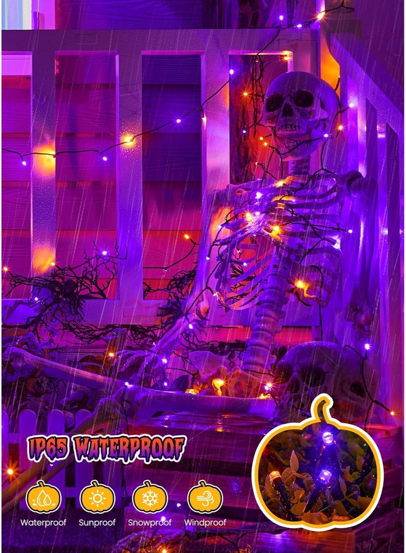 general Brightown 2 Pack Halloween Solar String Lights Outdoor, Total 144Ft 400 LED Twinkle Fairy Lights Waterproof with 8 Modes Auto On/Off for Patio Tree Garden Party Home Decorations (Orange&Purple) - Image 5
