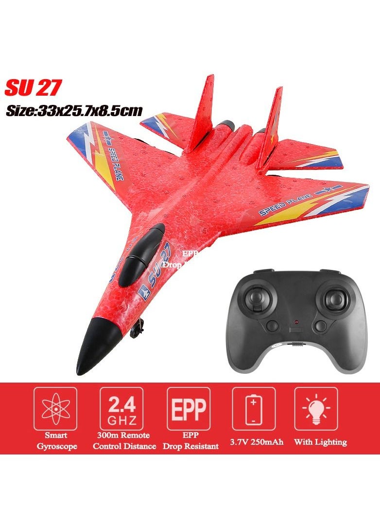 AROAQ RC Foam Aircraft Remote Control Airplane Foam Toys for Children SU27 Red  - Image 1