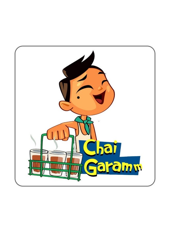 ASHVAH Chai Garam Print/Typography Tea/Coffee Mug/Designer Handmade Wooden Coaster Set for Home Kitchen, Office Desk - Set of 4 - Square: 10cm - Image 4