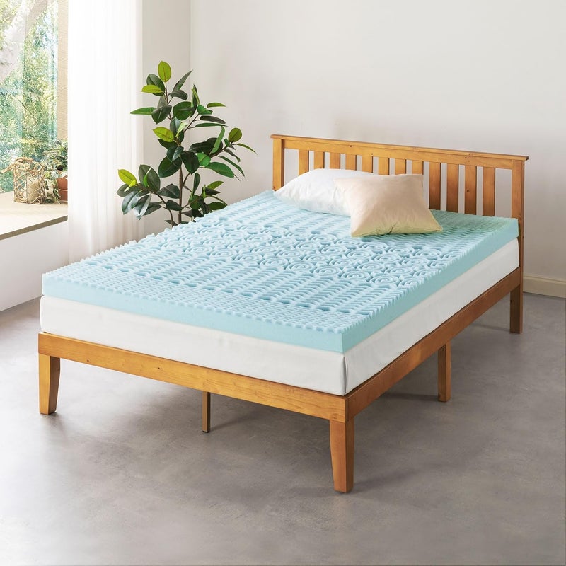 MELLOW 4 Inch 5-Zone Memory Foam Mattress Topper, Cooling Gel Infusion, Short Queen - Image 2