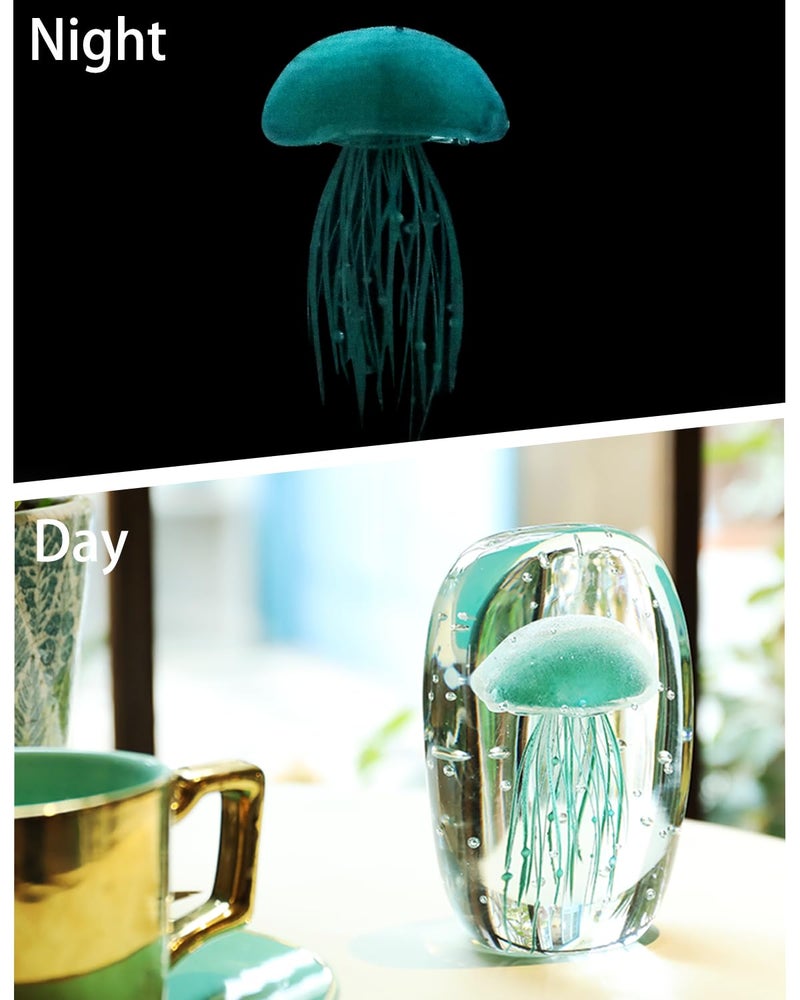 Bdor Glass Jellyfish Figurine  Hand Blown Art  Glow In The Dark Paperweight  Sea Ornament  Home Decor Gift  Green - Image 2