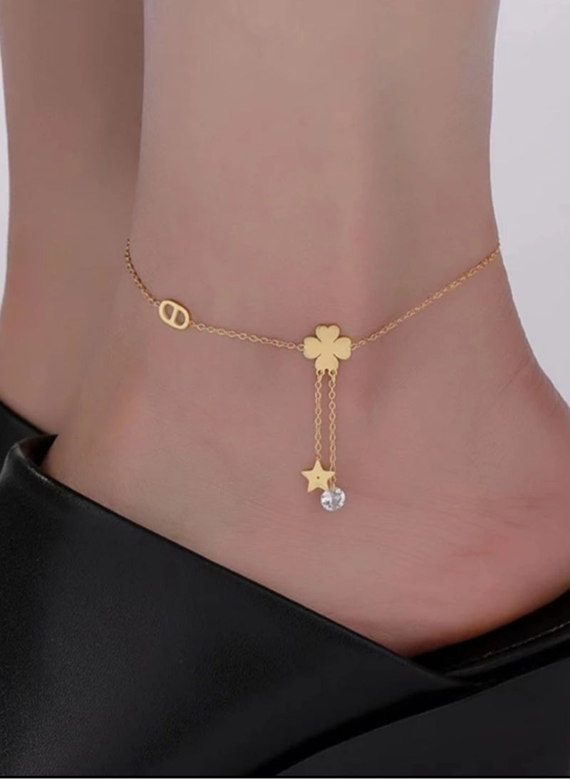Equal Amazing Women's Stainless Steel Gold Plated Anklet - Image 1