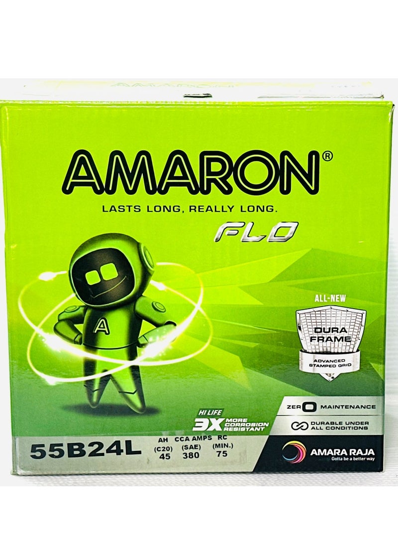 Amaron Car Battery 12V 45AH NS60L-MF (Trapped Terminal) - Image 1