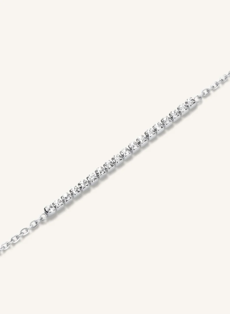 Rosefield  Crystal Tennis Bracelet, Silver Tone for Women | Best Price UAE