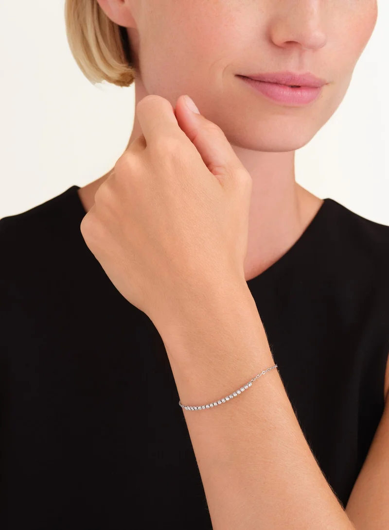 Rosefield  Crystal Tennis Bracelet, Silver Tone for Women | Best Price UAE