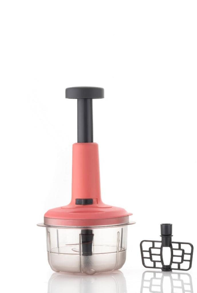 Tosaa 2 in 1 Push & Chop Chopper - Vegetable & Fruit Cutter with Easy Push & Close Button, 800 ml | Peach Color - Image 1