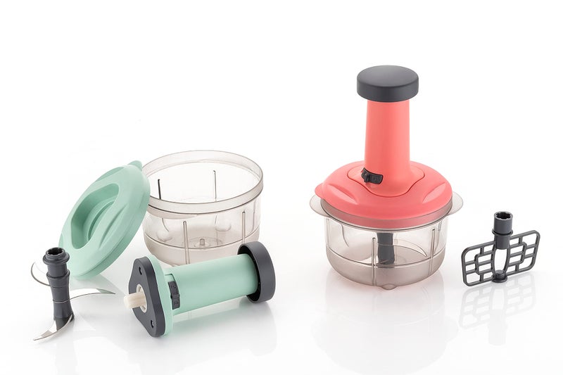 Tosaa 2 in 1 Push & Chop Chopper - Vegetable & Fruit Cutter with Easy Push & Close Button, 800 ml | Peach Color - Image 3