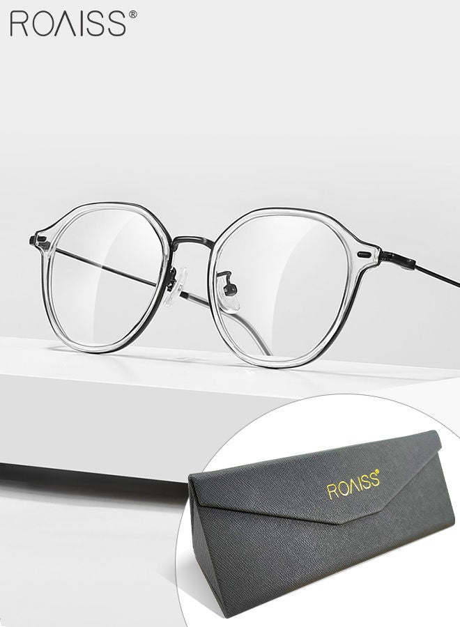 roaiss Blue Light Blocking Glasses Blue Light Filter Computer Reading Gaming TV Phones Round Eyeglasses Fashion Anti Eyestrain Headache Eyewear for Women Men Black - Image 1