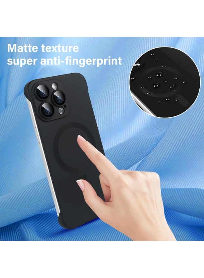 IPhone 16 Pro Max Case , Compatible with Mag-Safe, Matte PC Slim Thin Frameless Borderless Minimalist Design with Camera Lens Protector for iPhone 16 Pro Max, Black - Image 4