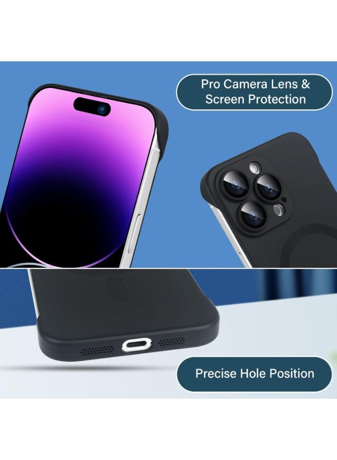IPhone 16 Pro Max Case , Compatible with Mag-Safe, Matte PC Slim Thin Frameless Borderless Minimalist Design with Camera Lens Protector for iPhone 16 Pro Max, Black - Image 3