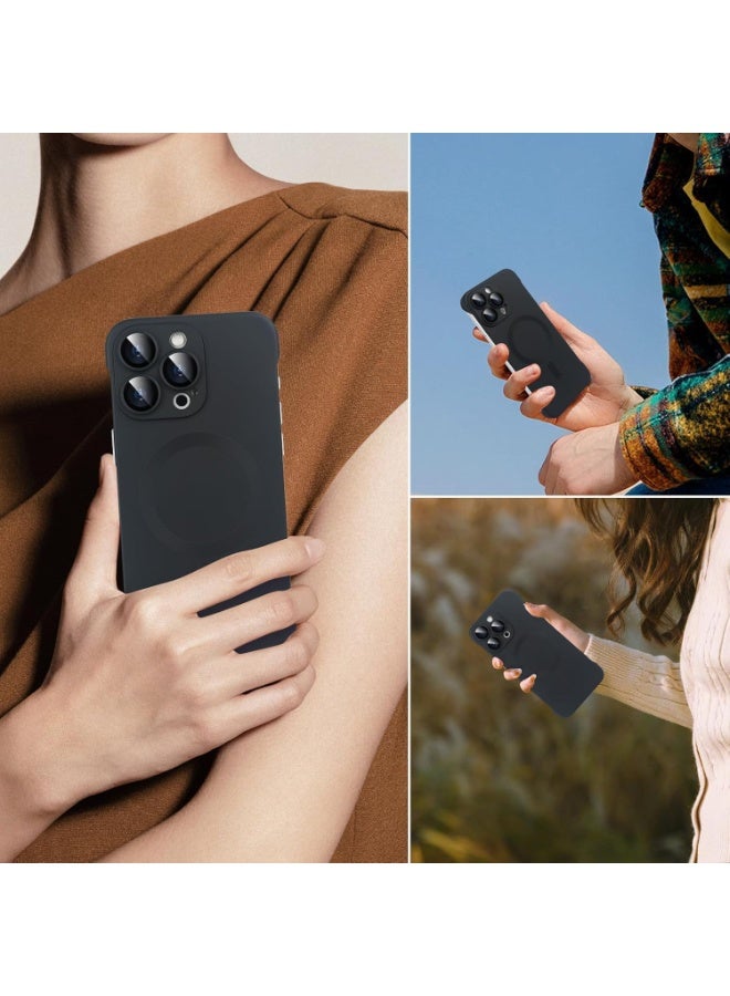 IPhone 16 Pro Max Case , Compatible with Mag-Safe, Matte PC Slim Thin Frameless Borderless Minimalist Design with Camera Lens Protector for iPhone 16 Pro Max, Black - Image 2