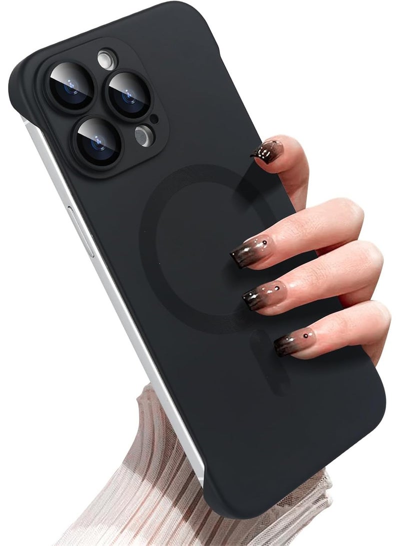 IPhone 16 Pro Max Case , Compatible with Mag-Safe, Matte PC Slim Thin Frameless Borderless Minimalist Design with Camera Lens Protector for iPhone 16 Pro Max, Black - Image 1