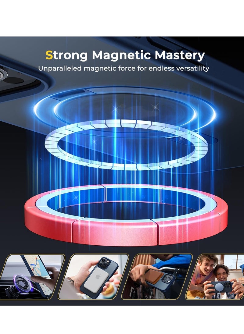 Matte Finish Magnetic for iPhone 15 Pro Case Invisible Kickstand Stand Cover [Compatible with MagSafe] [14 FT Drop Protection] Non-Yellowing Shockproof Protective Slim Case Cover - Blue