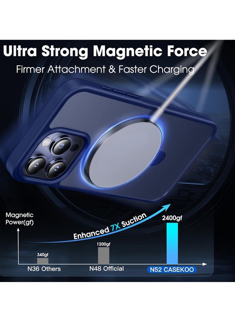 Matte Finish Magnetic for iPhone 15 Pro Case Invisible Kickstand Stand Cover [Compatible with MagSafe] [14 FT Drop Protection] Non-Yellowing Shockproof Protective Slim Case Cover - Blue