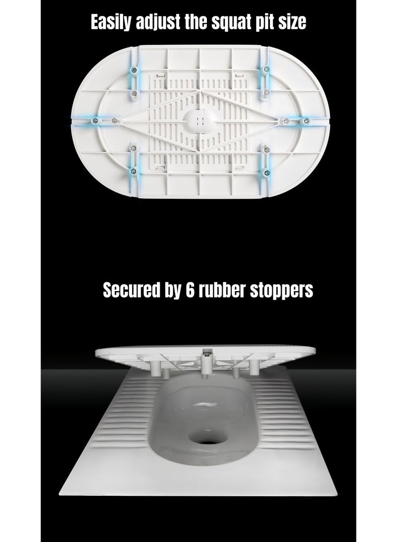 أنغولا باندا غطاء مرحاض القرفصاء، غطاء سميك لوعاء القرفصاء للمرحاض التركي/الآسيوي (أبيض) - Image 5