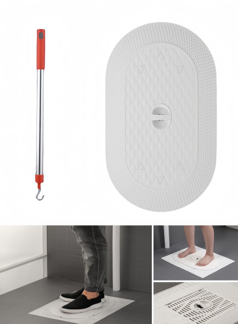 أنغولا باندا غطاء مرحاض القرفصاء، غطاء سميك لوعاء القرفصاء للمرحاض التركي/الآسيوي (أبيض) - Image 1