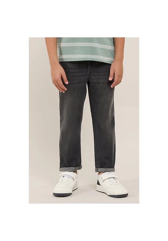أر أند بي Washed Straight Fit Jeans with Button Closure
