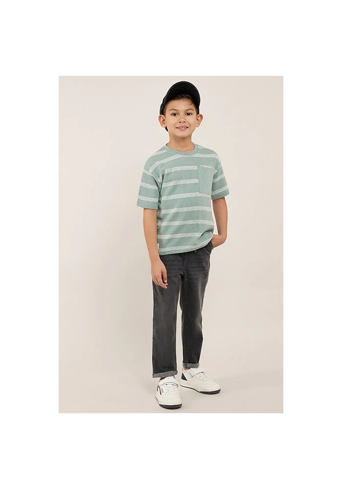 أر أند بي Washed Straight Fit Jeans with Button Closure