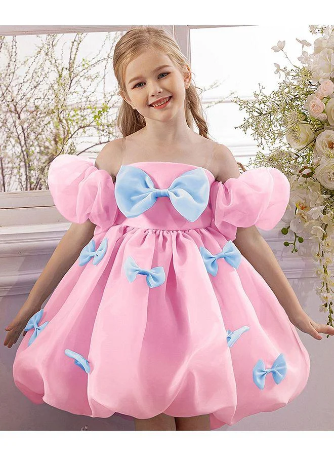 Mark & Mia Mark & Mia All Over Bow Detailed Off Shoulder Party Dress - Pink