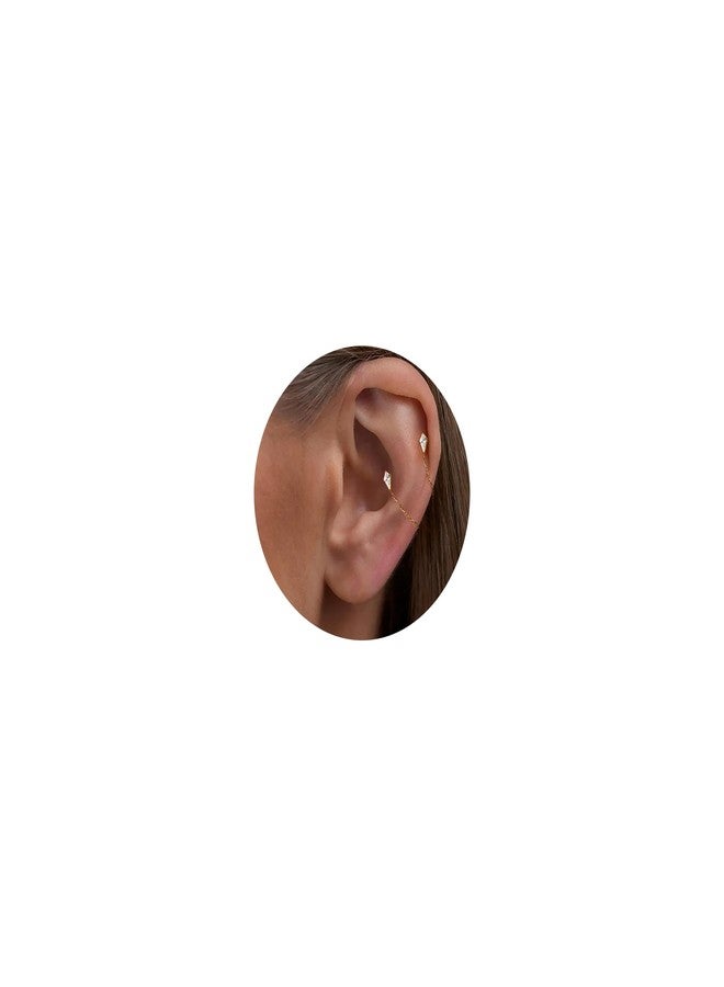 NONTAI أقراط NONTAI مقاس 16G و18G، أقراط حلزونية، أقراط روك، مجوهرات ثقب، سلسلة متدلية من التيتانيوم مرصعة بالزركونيا المكعبة، أقراط تراغوس، أقراط غضروفية مسطحة من الخلف، مقاس 18ga (1.0 مم)، زركونيا مكعبة، زركونيا مكعبة - Image 1