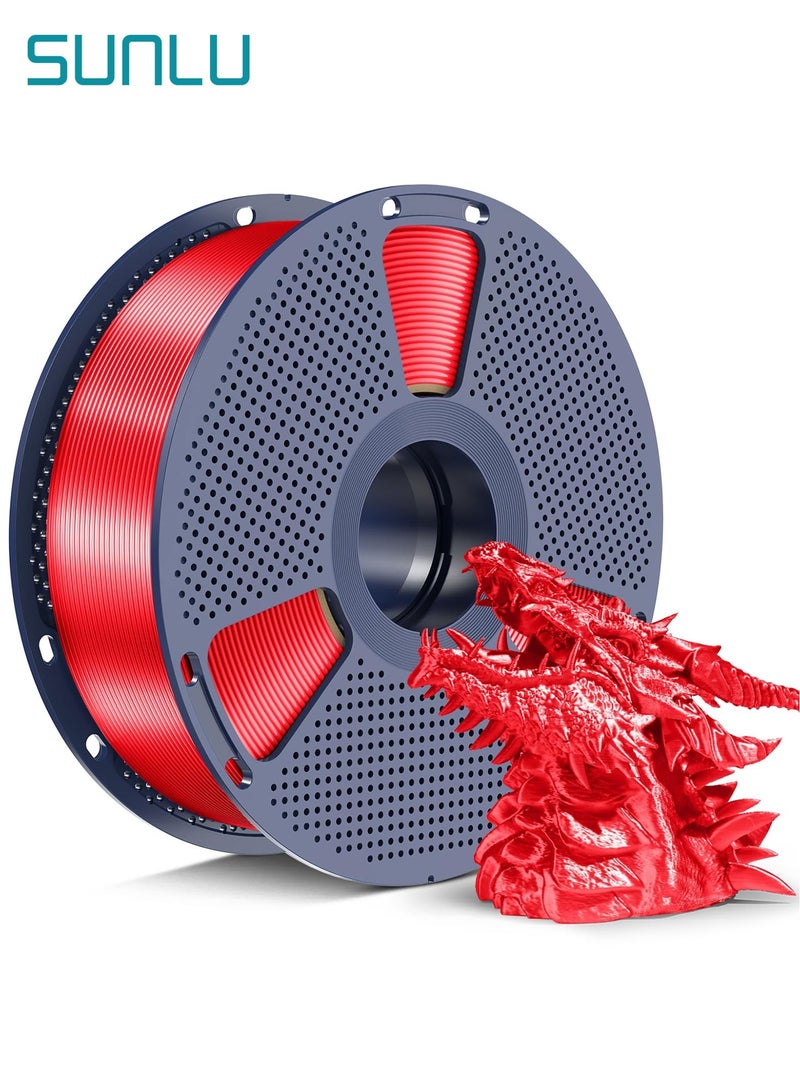 SUNLU 3D Printer Silk Filament,Shiny Silk PLA+ Filament 1.75mm, Smooth Silky Surface, Great Easy to Print for 3D Printers, Dimensional Accuracy +/- 0.02mm, Red 1KG - Image 1