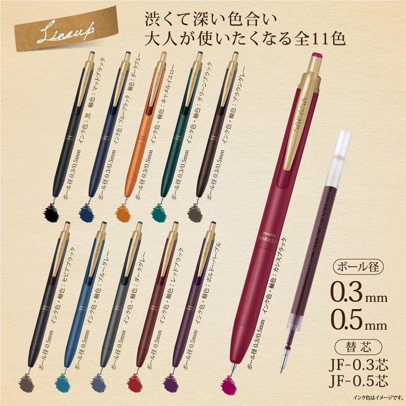 Zebra Pen قلم حبر جل رولر زيبرا سارا سا جراند، 0.5 مم نقطة رفيعة، لون حبر قديم قائم على الماء، بوردو بنفسجي، P-JJ57-VBP - Image 2