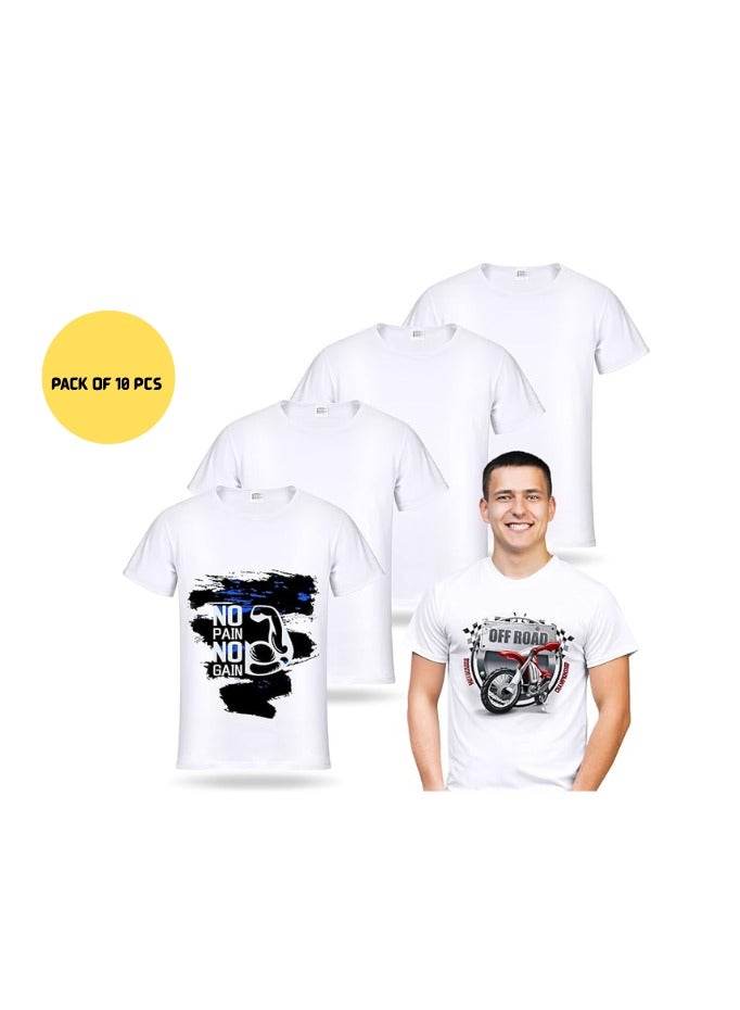 Kalon White T-Shirts for Sublimation Printing – Pack of 10 soft polyester white t shirts for Men's Women's Kid's Ladies Children  t shirts  - Image 1