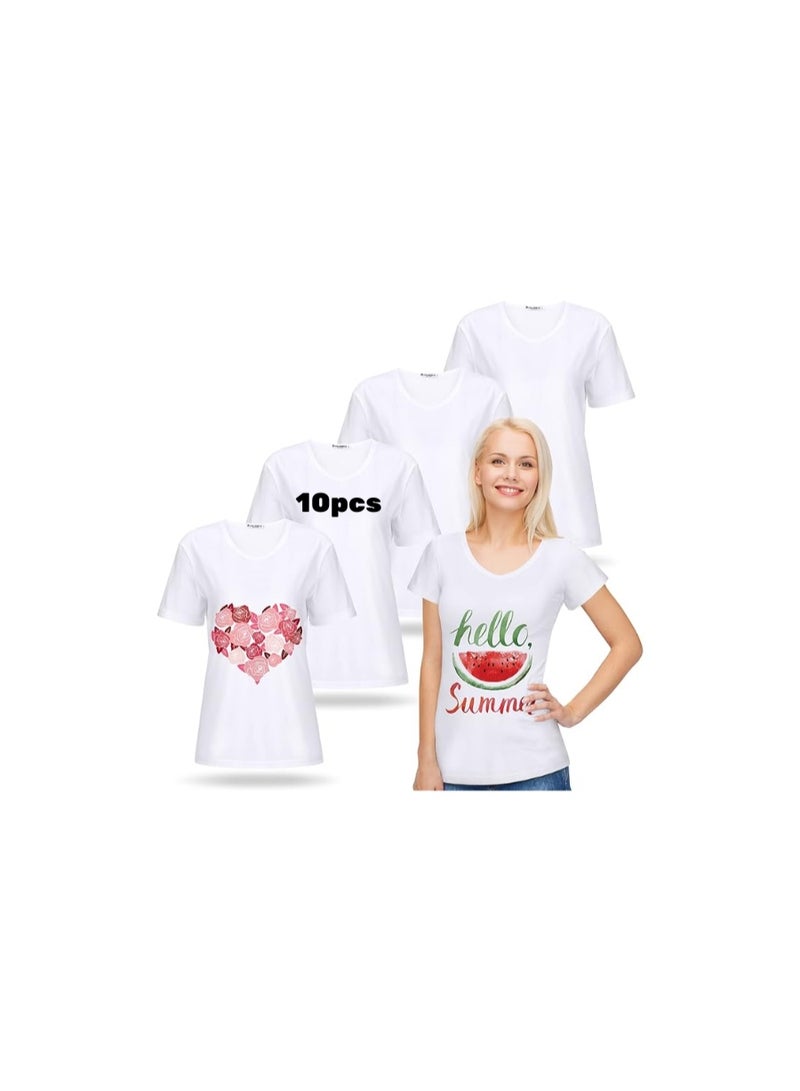 Kalon White T-Shirts for Sublimation Printing – Pack of 10 soft polyester white t shirts for Men's Women's Kid's Ladies Children  t shirts  - Image 2
