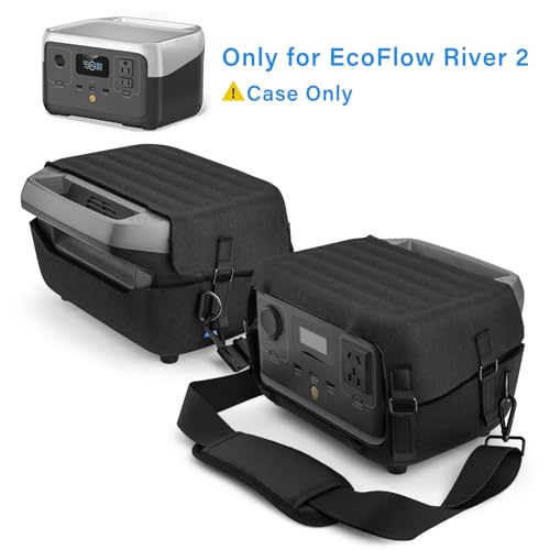 Xxerciz Carry Case Compatible with ECOFLOW River 2 Portable Power Station, Outdoor Hard Protective Shock Cover with Adjustable Shoulder Strap, Easy to Carry for Camping Fishing RV (Only Cover) - Image 3