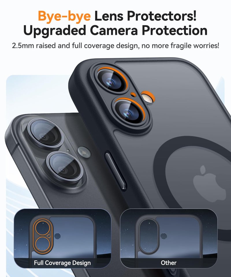 CANSHN Magnetic for iPhone 16 Plus Case, Upgraded [Full Camera Protection] [Compatible with Magsafe] [Translucent Matte] Shockproof Protective Phone Case for iPhone 16 Plus - Black - Image 3