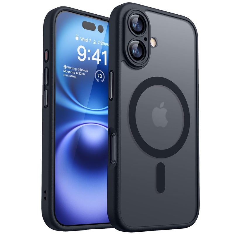 CANSHN Magnetic for iPhone 16 Plus Case, Upgraded [Full Camera Protection] [Compatible with Magsafe] [Translucent Matte] Shockproof Protective Phone Case for iPhone 16 Plus - Black - Image 1