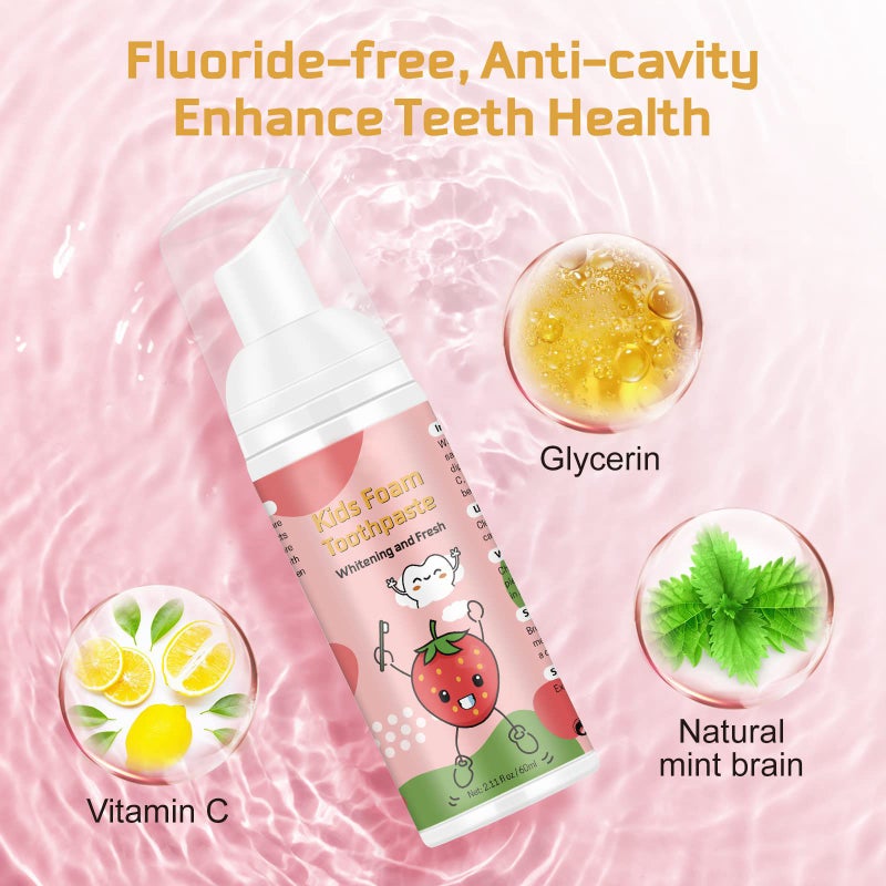 VOGSIG Foam Toothpaste Kids, Toddler Toothpaste with Low Fluoride, Kids Toothpaste for U Shaped Toothbrush Electric Toothbrush, Foam Toothpaste for Children Ages 3 Plus (Watermelon+Strawberry) - Image 5
