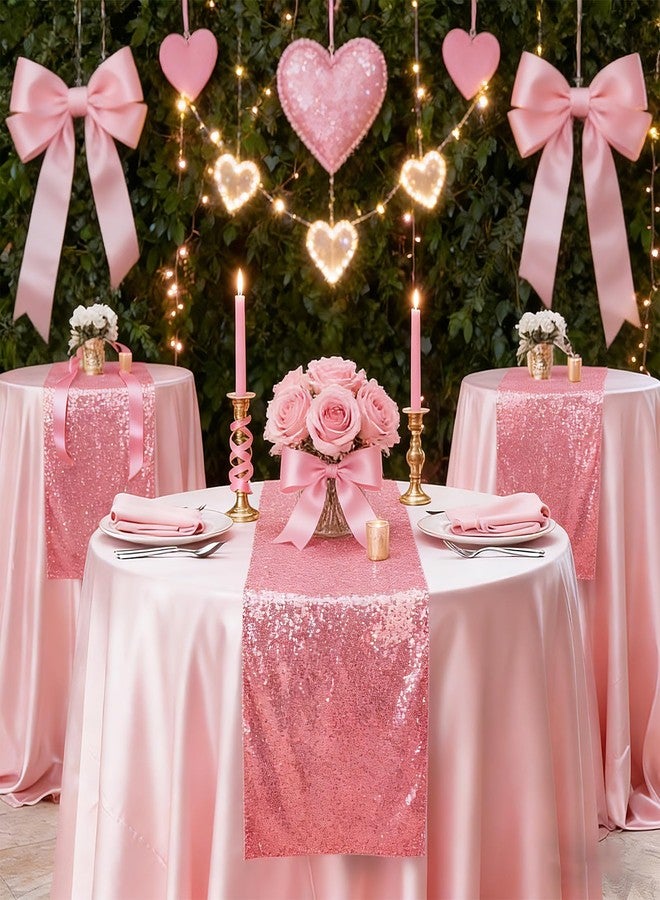 yuboo 6 Pack Pink Sequin Table Runners 12x72 Inch Glitter Table Runner Bulk for Wedding Birthday Baby Shower Party Decorations - Image 5