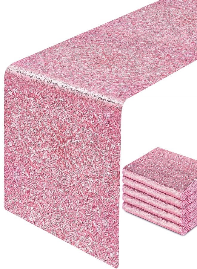 yuboo 6 Pack Pink Sequin Table Runners 12x72 Inch Glitter Table Runner Bulk for Wedding Birthday Baby Shower Party Decorations - Image 4