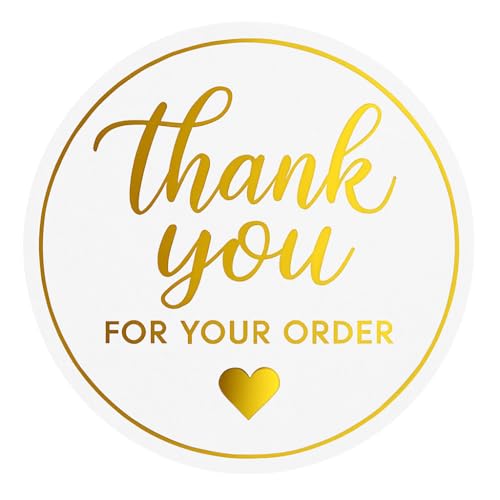 FEELOVE 1.5" Gold Thank You Stickers, 200 Pcs Self-Adhesive Thank You for Your Order Stickers for Packaging, Envelope Seals, Small Business - Image 1