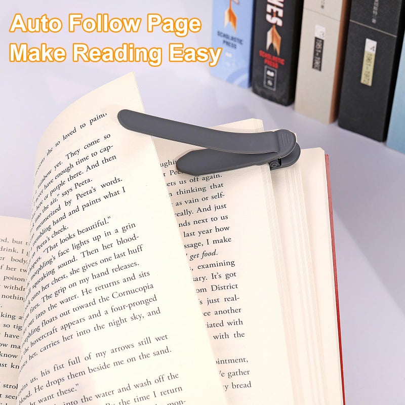 QiyuanLS 3Pcs Automatic Bookmark, Silicone Smart Book Marks for Reading Women, Men, Kids,Cute Unique Book Markers Bookmark Clip Reading Accessories Gifts for Book Lovers (1 Dark Grey+1 Light Grey+1 Beige) - Image 2