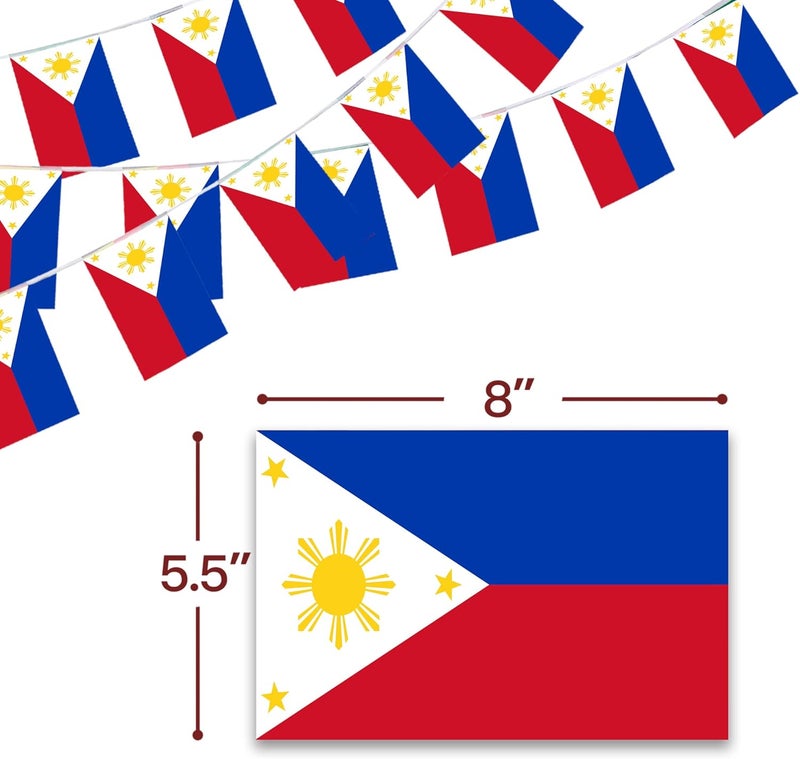 Anley Philippines String Flag Pennant Banners, Patriotic Events 12th of June Independence Day Decoration Sports Bars - 33 Feet 38 Flags - Image 3