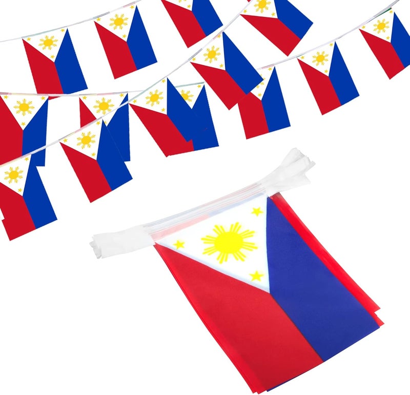 Anley Philippines String Flag Pennant Banners, Patriotic Events 12th of June Independence Day Decoration Sports Bars - 33 Feet 38 Flags - Image 1
