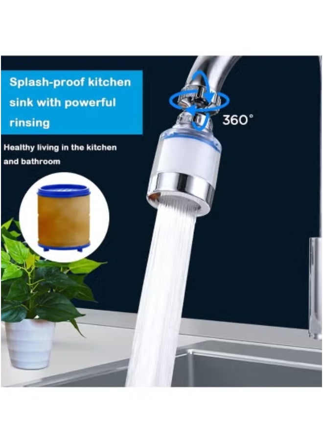 Sink Filter Water Faucet, Universal 360 Degree Rotating Sink Filter with 5 Filter Element, Kitchen Faucet Water Filter for Home Kitchen Bathroom - Image 2