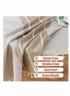 Generic Simplicity and Fashion Table Cloth Tassel Cotton Linen Table Cover for Kitchen Dinning Wrinkle Free Table Cloths (Coffee, 60 in Round)  - Image 4