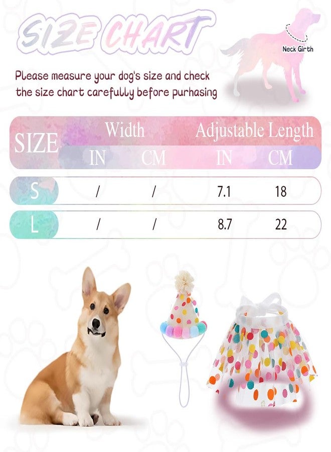 كامبسيس طوق كلاب كامبسيس بألوان قوس قزح ونقاط ملونة، طوق قابل للتعديل، طقم قبعة عيد ميلاد، طوق جرو للكلاب الصغيرة والمتوسطة (ML) - Image 3