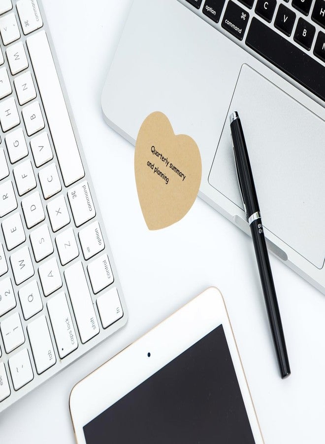Mini Skater Light Brown Kraft Paper Sticky Notes Heart Shaped Self-Stick Blank Book Tabs Paper Markers Sticky Notes Pad Index Sticker for Home Office Remark Planner (4) - Image 5