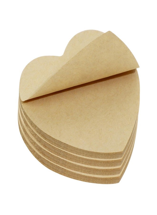 Mini Skater Light Brown Kraft Paper Sticky Notes Heart Shaped Self-Stick Blank Book Tabs Paper Markers Sticky Notes Pad Index Sticker for Home Office Remark Planner (4) - Image 1