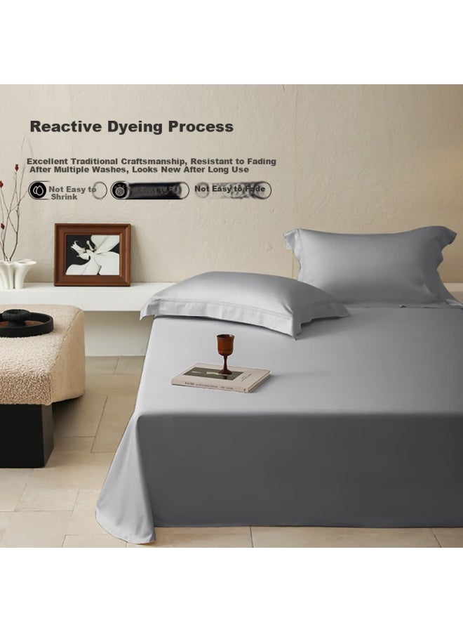 La Torretta Bed Sheet Single Piece Class A 60s Long-staple Cotton Solid Color Pure Cotton Hotel Quilt Cover Moonstep Gray 250*270cm - Image 2
