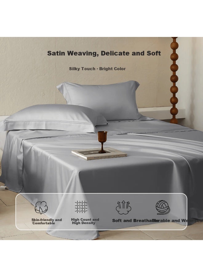 La Torretta Bed Sheet Single Piece Class A 60s Long-staple Cotton Solid Color Pure Cotton Hotel Quilt Cover Moonstep Gray 250*270cm - Image 3