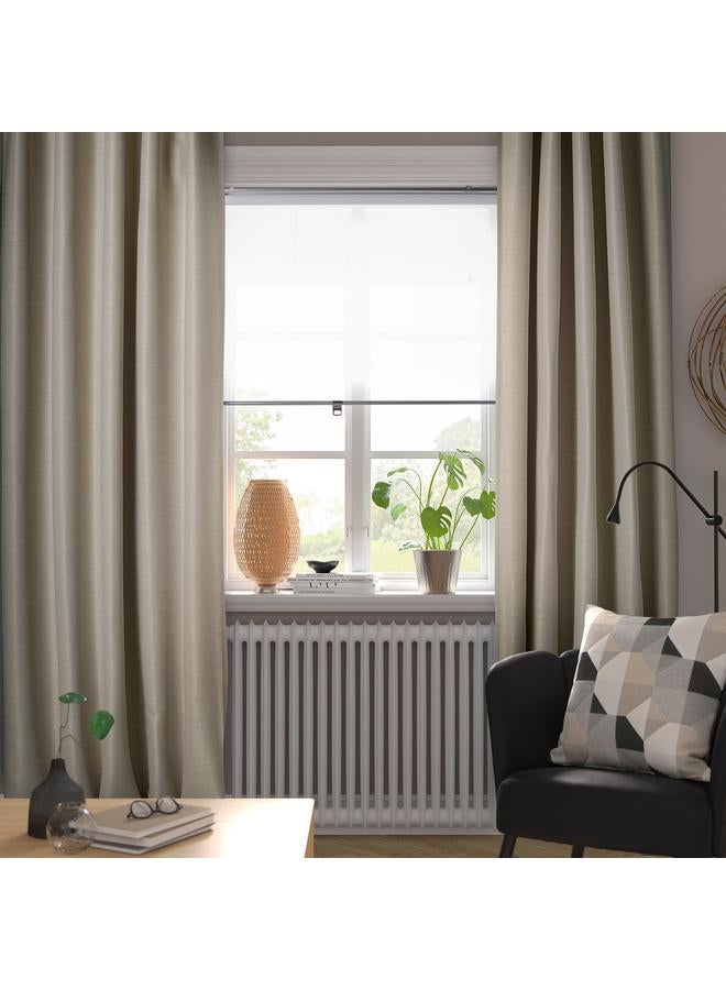 erorex Room darkening curtains, 1 pair, beige/with heading tape, 145x300 cm - Image 3