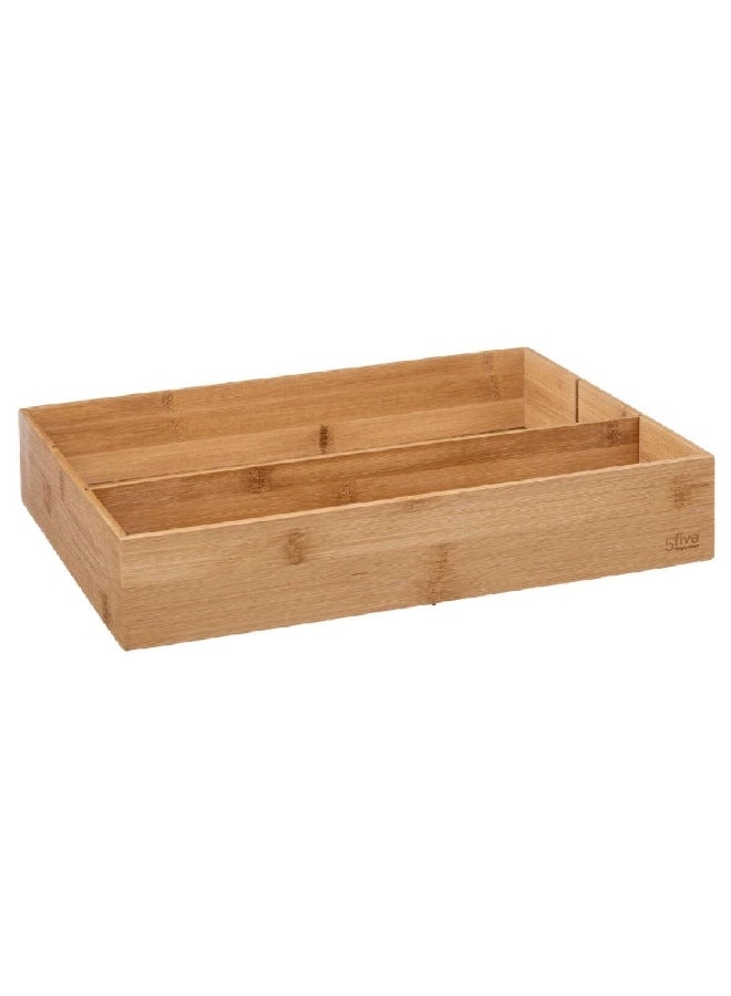 5 خمسة منظم أدوات الطعام من الخيزران بثلاثة أقسام بلون بني، بأبعاد 7 × 28 × 38 سم - Image 3